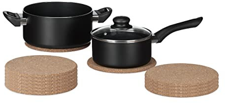 Relaxdays Set da 12 Sottopentole, sotto Stoviglie per Pentole & Padelle, Accessorio Protettivo Tavolo, Ø 19 cm, Naturale