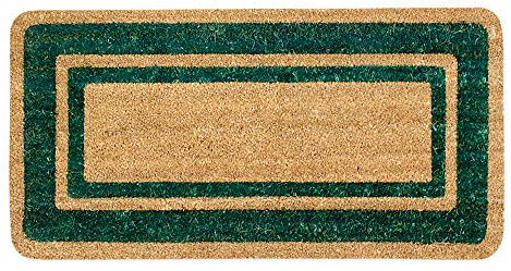 emmevi Fußmatte Kokos Natur Außen Tür Eingang Rückseite rutschfest Schmutzfänger Modell Kokos Rand 50 x 100 cm grün
