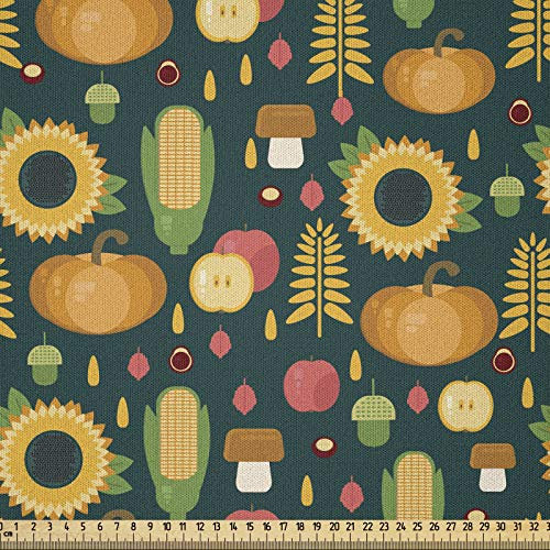 ABAKUHAUS Herbst Stoff als Meterware, Ernte in der Herbstsaison, Microfaser Multi Zweck Dekostoff für Kunsthandwerke, 3M (230x300cm), Mehrfarbig