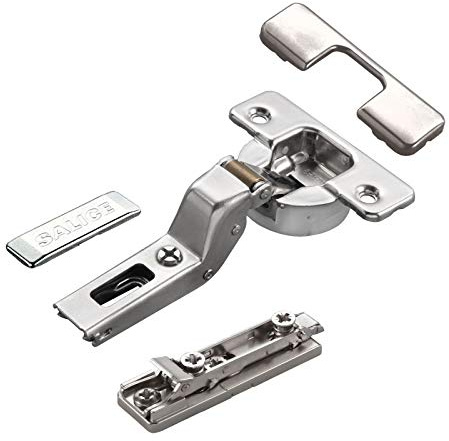 2 x Salice Topfband Serie 700 Dämpfer im Topf 110° Innenanschlag | Bohrbild T52 inkl. Linear-Montageplatte Höhe 3 mm Euroschrauben, Exzenterverstellung, Abdeckkappen Topfscharnier von SOTECH