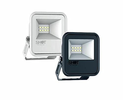 Bot-Lighting Proiettore LED da Esterno orientabile con Sensore Crepuscolare 10W 20W 30W 50W 90W Slim IP65 in Alluminio con Vetro Temperato Non Dimmerabile -20°/+45° 220V (Luce Neutra, 10W Grigio)