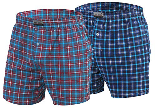 Sesto Senso Karierte Schlafanzughose Herren Kurz 2er Pack Baumwolle Pyjamahose