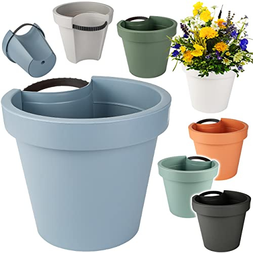 alles-meine.de GmbH Blumentöpfe - Modell & Farbwahl - 3 Stück Rohr & Stangen - Blumenkästen - bunt - RUND - 24 cm - Regenrohr/Fallrohr - Pflanzgefäß - Geländer/Zaun - Hänge..