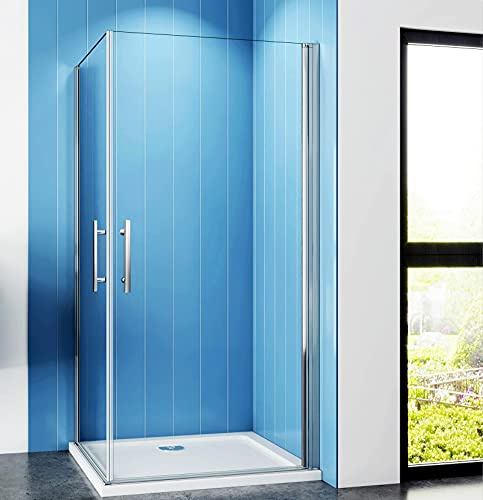 Aica Sanitär Duschkabine 90x80cm Duschabtrennung Eckeinstieg Duschtür Schwingtür Drehtür ESG NANO Glas Dusche