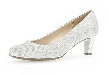 Gabor Damen Klassische Pumps, Frauen Absatzschuhe,Ausgehschuhe,Abendschuhe,Court Shoes,stöckelschuhe,Hochzeitsschuhe,edel,Silber,37 EU / 4 UK
