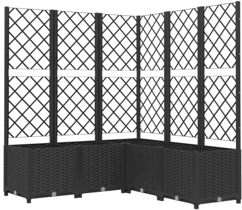 vidaXL Jardinera con Enrejado Macetero Soporte Caja Plantador Flores Plantas Jardín Patio Terraza Balcón Decoración PP Negro 120x120x136 cm