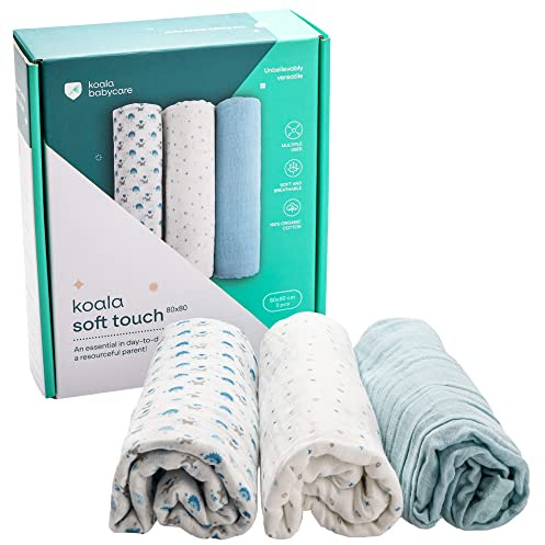 KOALA BABYCARE - Mulltücher Baby 30x30cm aus Weicher Baumwolle - Spucktücher Packung mit 6 Stück - Atmungsaktiv und Saugfähig Ideal zum Reinigen und Trocknen
