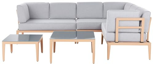 Loungegrupp 6-sits Grå L-formad Soffa och 2 Soffbord Modern Rima