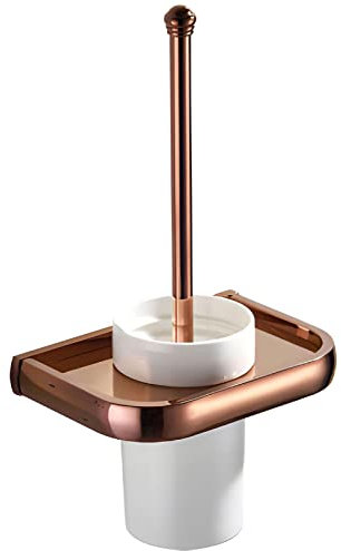 Toilet Brush and Holder Set, Rose Gold Toilet Brush and Holder,Brass Toilet Bowl Brush and Holder,Toilet Brush Set Wall Mounted,for Bathroom Toilet-modern-36.5X19.5X13.3CM Bathroom Accessories