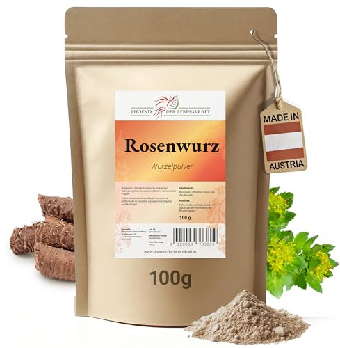 Rosenwurz Pulver 100g | Rhodiola rosea fein gemahlen & natürlich | Top Premium Qualität aus Österreich | Veganes Nahrungsergänzungsmittel ohne Zusatzstoffe