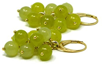 Pendientes racimo con piedras de jade verde lima
