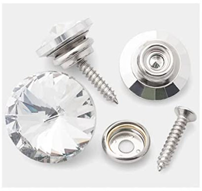 ANVALI Möbelnägel for Polstermöbel, Sofa-Nägel, 6 Stück, Strass-Knöpfe, 18 mm, 20 mm, 22 mm, 25 mm, 30 mm, Strass-Kristallknöpfe for Kleidung, Sofa, Basteln, Nähzubehör, Weiß, 18 mm (Color : C 6pcs)