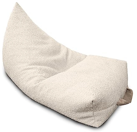 rucomfy Beanbags Snug Humbug Adult Bean Bag Chair with Filling - Home Furniture Recliner Chair or Lounger - Soft Durable Fabric - Machine Washable - 120 x 80 x 70cm (Oat, Beanbag Only)