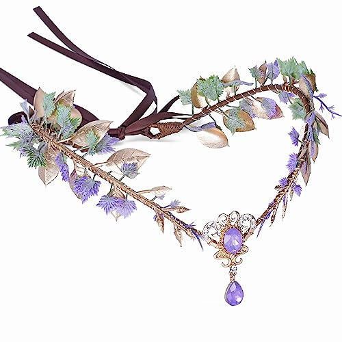MOSTORY Purple Woodland Fairy Crown Headpiece for Women Cosplay Renaissance