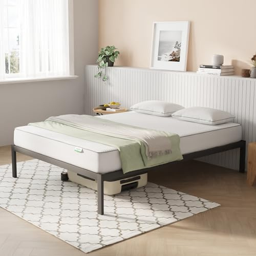 Novilla Rete Letto Matrimoniale 160x190 Struttura Letto a Doghe in Legno, Spazio di Archiviazione Sotto al Letto, Facile da Montare, Perfetto per Tutti Tipi di Letti e Materassi, Nero