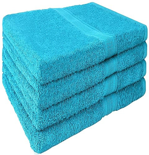 NatureMark 4er Set Handtuch 50x100cm, Frottee Handtücher, 100% Baumwolle, Türkis