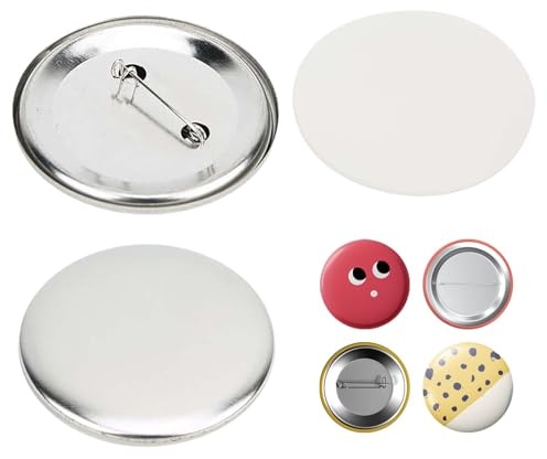HERCHR Button Rohlinge 56 Mm, Buttons Selber Machen, 100 Sets, Silber, Runde Badge-Herstellungszubehör Für Button-Maker-Maschine