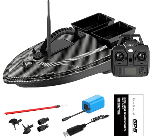 HUIOP RC Bait Boat 500 Meters GPS 40 Point Positioning 2 Hoppers 1.5KG Automatic Return Fishing Bait Boat,rc fishing boat