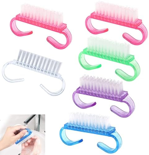 Spazzola Per Unghie,6PCS Manico Spazzola per unghie,Spazzola per Pulizia delle Unghie,Lavaggio di Mani Spazzolino per Unghie,Per Pulizia E Pulizia Delle Unghie