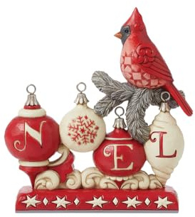 Enesco Jim Shore Heartwood Creek Nordic Noel Christmas Cardinal Figurine- Stone Resin Hand Painted Crafted Collectible Figurines Christmas Home Decor Statue, 6.69 Inch