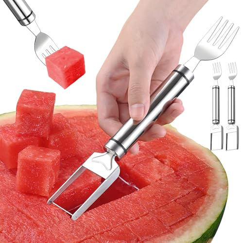 ACTOYS Taglia Anguria, 2 Pezzi Taglia Melone Affetta Anguria, Taglia Anguria Fette Acciaio Inox, Affetta Cocomero, Coltello per Tagliare Anguria, Coltello per Anguria, Affettatrice Anguria Papaia