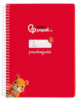 Liderpapel Spiralheft, DIN A5, weißer Einband, 40 H, 75 g, kariert, 5 mm, Rot