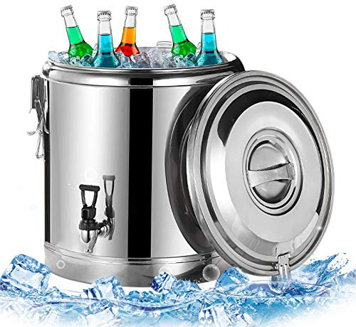 WindWilder Contenitore termico in acciaio inox da 40 l, con rubinetto, per trasporto caldo e freddo, in acciaio inox, per zuppe, stufati, tè e bevande calde, 34 x 41 cm, colore: argento