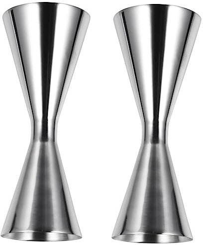 Ciieeo 2 Piezas Taza Medidora De Extremos Medidor De Cóctel De Acero Inoxidable Bebida Taza Medidora Coctelera Coctelera Tiro De Medición De Cóctel Jigger Doble De Acero Vodka Silver