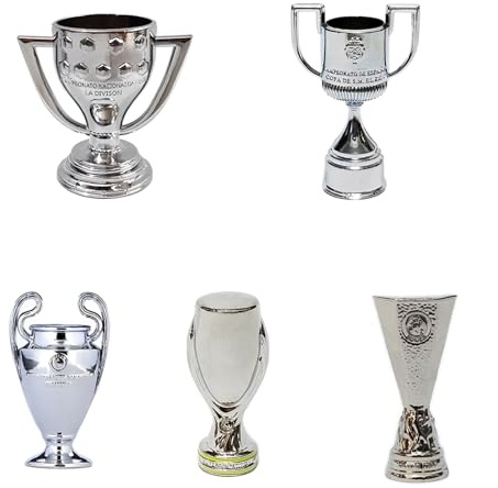 YYDSTES Mini Trofeo dei Campioni di Calcio Modello in Metallo Modelli di Trofei della Lega di Calcio Ad Alta Simulazione Collezione di Fan Souvenir Ornamenti per Il Desktop Regali Creativi,C,5pc