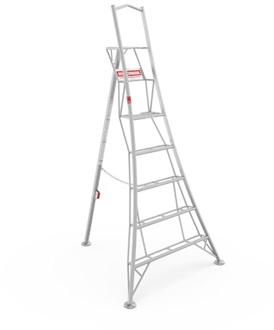 Henchman 1 Leg Adjustable Tripod Ladder, 150kg Weight Limit, Free Rubber Feet to Use Indoors, 5-Year Warranty (8ft / 2.4m)