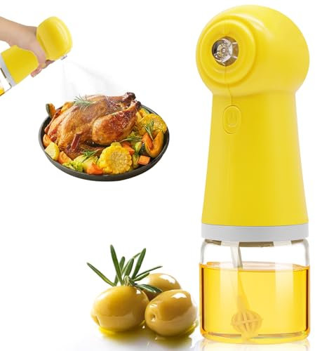 HMJIA Pulverizador Aceite Spray Eléctrico 150ml Spray Aceite Cocina Eléctrica de Vidrio Dispensador de Vinagre de Salsa Rociador de Aceite Automático para Cocinar Ensalada Barbacoa (Amarillo)