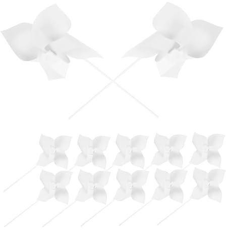 WEKADRIN 12 Pièces Éoliennes en Papier Vierge à Peindre pour Garçon Fille Lot de Girouettes Blanches pour Travaux Manuels Et Activités Créatives