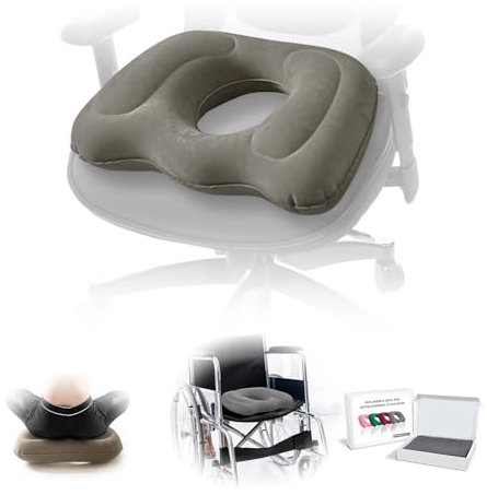 Multifunctional Seat Cushion, Inflatable Donut Cushion - Hemorrhoid Cushion for Coccyx, Post Surgical Pain, Postpartum Pregnancy, Sciatica, Bedsores - Orthopedic Seat Cushion