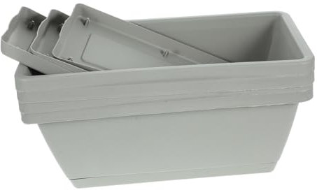 HIAKDOFT 4piezas Macetas Rectangulares De Plástico con Bandeja De Macetas para Flores y Verduras para Jardines y Balcones Drenaje Diseño Duradero y Elegante