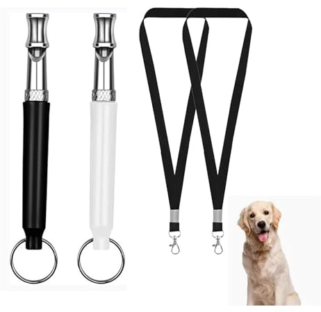 2 fischietto per cani, fischietto per cani, fischietto anti-abbaiare, fischietto per cani (bianco)