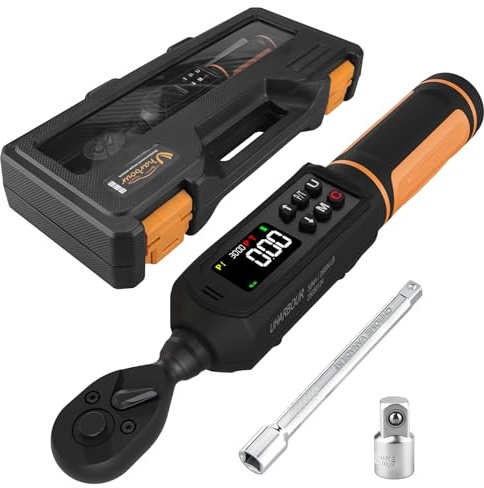 Uharbour Digitaler Drehmomentschlüssel 1/4 Zoll, 0,45-30 Nm Elektronischer Drehmomentschlüssel, ±1% Fehlergenauigkeit, 5 Einheiten, Summer & LED-Anzeige – Für Fahrrad, Motorrad & Kleingeräte