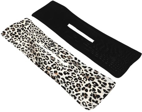 NIYANGLE Bandas De Alambre Para Mujer 2 Piezas Tamaño Medio Diseño Lazo Moño Negro y Estampado Animal Herramienta Para Hacer Moños Uso Diario y Deportivo