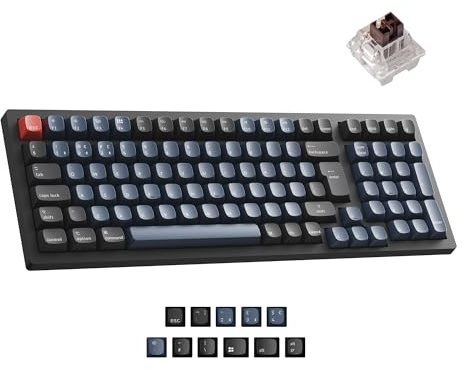 Keychron K4 Pro Mechanical Wireless Keyboard - Brown Tactile Switch RGB Backlit, QMK/VIA Programmable, Bluetooth/USB-C Connectivity, 96 Keys Hot-swappable for Office & Gaming (UK Layout) - Black