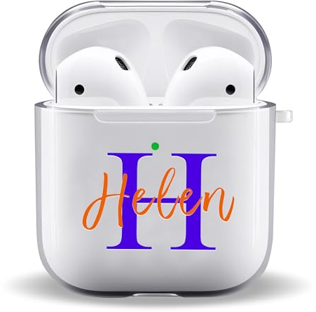 Personalizzata trasparente nome & iniziale Custodia per AirPods 4 2 1 | custodia protettiva trasparente sottile e antiurto in TPU con portachiavi
