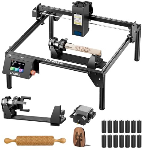 LONGER Machine de gravure laser, faisceau Ray5, 20 000 mW, machine de gravure avec kit d'assistance à l'air, outil de découpe laser CNC DIY pour métal, verre et bois, surface de travail 15,7 x 39,9 cm