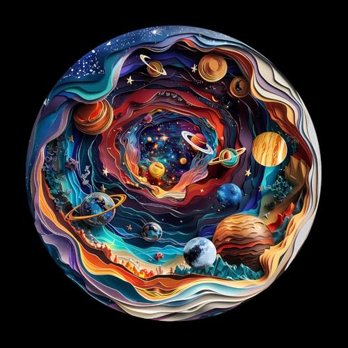 Puzzle 1000 Teile Erwachsen, Interstellar Impossible Rundes Puzzle, 67.5x67.5cm Unregelmäßige Einzigartige Jigsaw für Familie Freunde