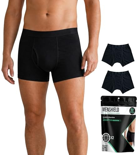 Lot de 2 Boxers Absorbants Homme Réutilisables – Sous-Vêtements Anti-Fuite Incontinence Légère, Protection Discrète, Confort Respirant et Lavables Durables (XL, 2, unité)