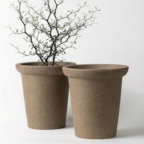 Nipots 2 Pack Terracotta Clay Plant Pots with Drainage, Breathable Water-Absorbing Planters for Healthy Roots, 6 Inch Deep Flower Pots for Indoor and Outdoor Gardening, Chocolate