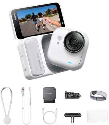 Insta360 GO Ultra Running Bundle - Small 4K Vlogging Camera, Hands-Free, POV Cam, 1/1.28 Sensor, 53g Lightweight, 156° FOV, 200 Min Battery Life, Magnetic Wearable Action Camera for Sports, Vlog