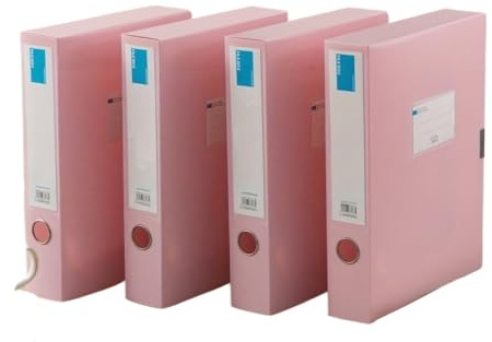 GSXLZ Dokumenthållare, 4-delat set med arkivlådor, A4-dokumentlådor, Office Desk-förvaringslådor, stor kapacitet för kontraktsmapp förvaring, kontorstillbehör (rosa)