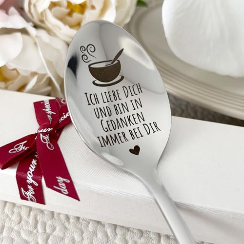 Personalisierter Suppenlöffel aus Edelstahl mit Wunschgravur, Geschenkverpackung, individuelles Geschenk für Papa, Mama, Oma und Opa, Farbe wählbar