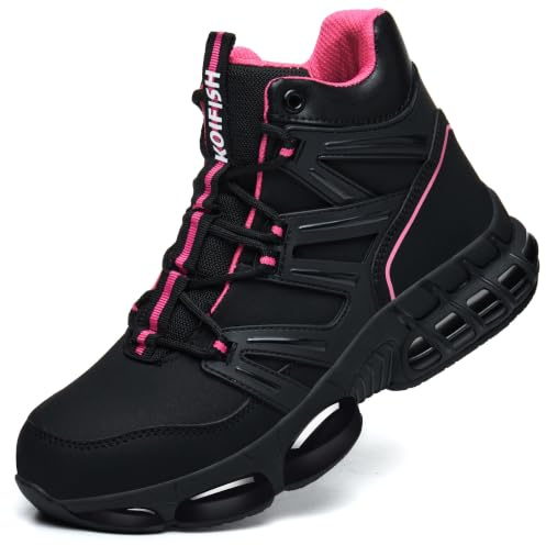 PAQOZKC Chaussures de Sécurité Imperméable Montante Légère Rose 39