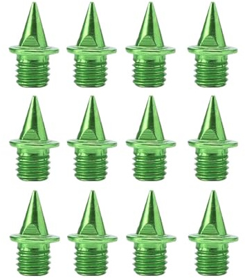 kowaku 12 Piezas Clavos para Zapatillas de Atletismo Recambio de Punta Piramidal 1/4 Pulgadas Metal Aleación Carbono Aluminio Fáciles de Instalar para, Verde