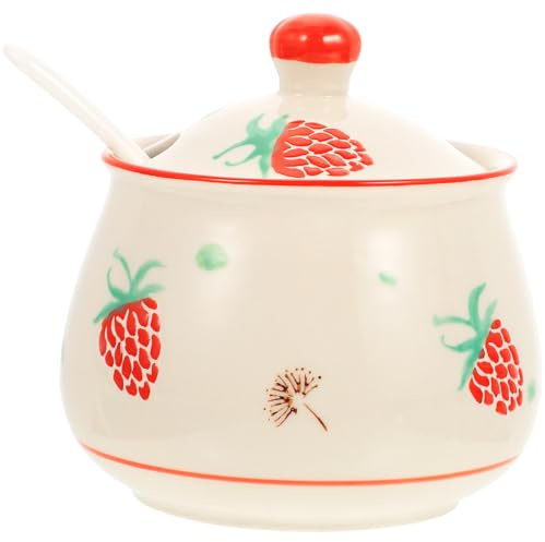 VOSAREA Pot à Sel Protège les Épices Poussière avec Couvercle et Cuillère en Céramique 300ml Bol à Condiments Style Japonerie Cuisine