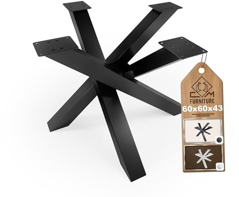 CM Furniture Pied de Table Basse Ronde Noir Unique Mikado Spider Araignee Form Pietement pour Plateaux Ronds et Carrés 43cm Hauteur Pieds Basse Central Mikado Industriel Table à Café Salon Petit